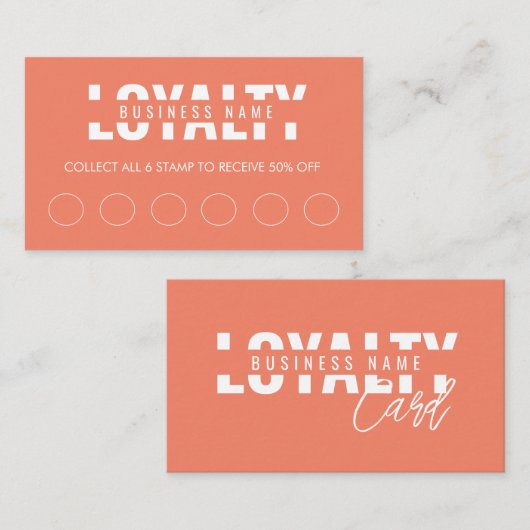 Modern Klassiek Terracotta Script Klantenkaartje (Voorkant / Achterkant)