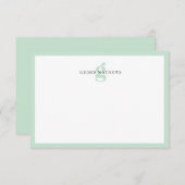 Modern klassiek typografisch groen monogram notitiekaartje (Voorkant / Achterkant)