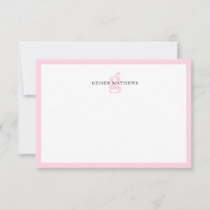 Modern klassiek typografisch lichtroze monogram notitiekaartje