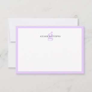Modern klassiek typografisch Paarse monogram Notitiekaartje