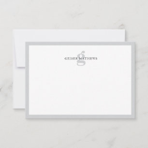 Modern klassiek typografisch zacht grijs monogram notitiekaartje