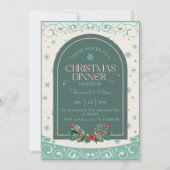 Modern klassiek winterkerstdiner kaart (Voorkant)