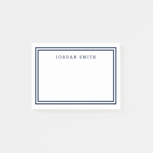 Modern Klassiek Wit met Dubbele Blauwe Zeegrenzen Post-it® Notes (Voorkant)