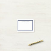 Modern Klassiek Wit met Dubbele Blauwe Zeegrenzen Post-it® Notes (Op bureau)