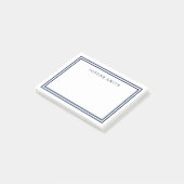 Modern Klassiek Wit met Dubbele Blauwe Zeegrenzen Post-it® Notes (Schuin)