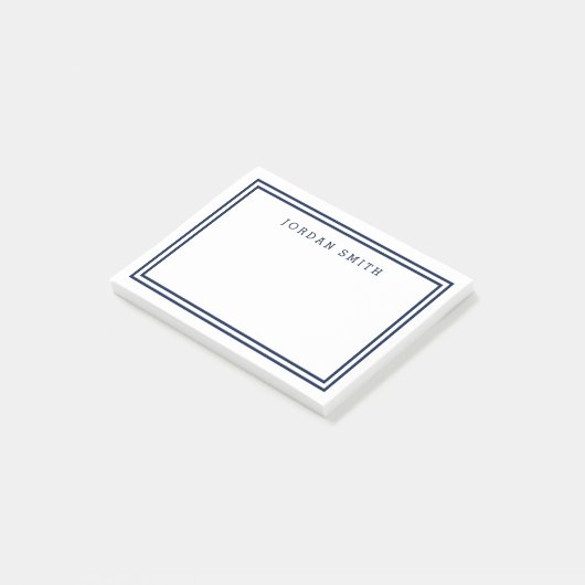 Modern Klassiek Wit met Dubbele Blauwe Zeegrenzen Post-it® Notes (Schuin)