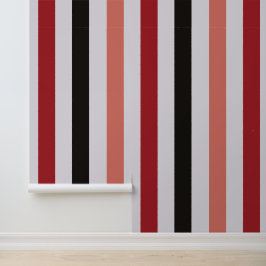 Modern Klassiek Zwart & Roze Rood Patroon Streep Behang