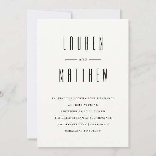 Modern klassiek | Zwart-wit bruiloft Kaart (Voorkant)