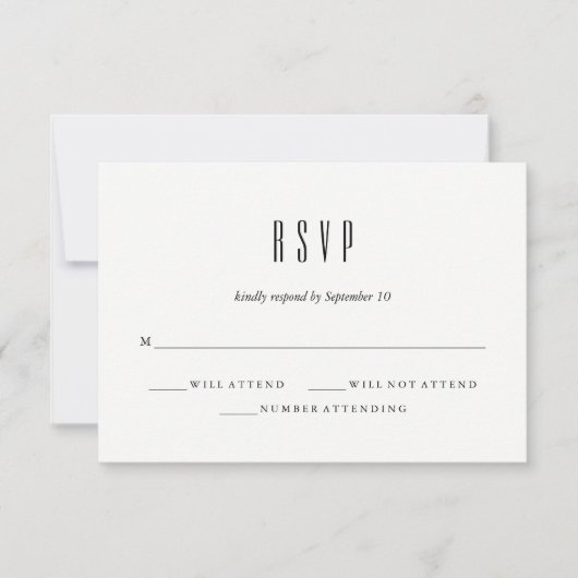 Modern klassiek | Zwart-wit bruiloft RSVP (Voorkant)