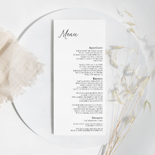 Modern klassieke bruiloft-menu menu