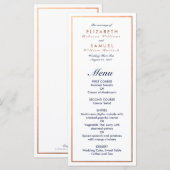 Modern Klassieke marine Faux Copper Wedding Menu (Voorkant / Achterkant)