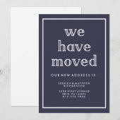 Modern Klassieke marineblauw nieuw adres Aankondiging (Voorkant / Achterkant)