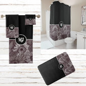 MODERN KLASSY MONOGRAMMED BLACK EN WHITE BAD HANDDOEK