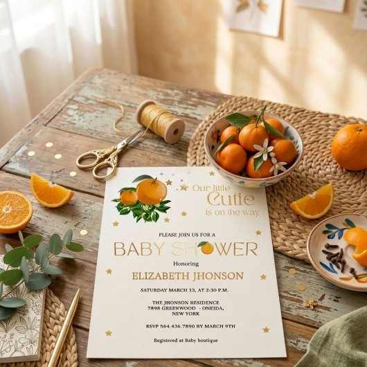 Modern klein, neutraal baby shower kaart