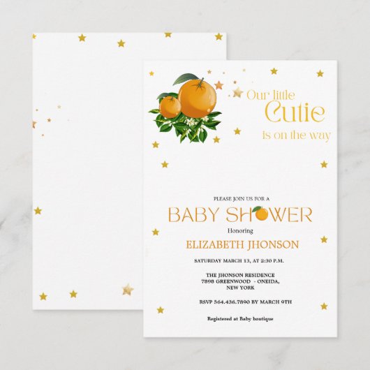 Modern klein, neutraal baby shower kaart (Voorkant / Achterkant)