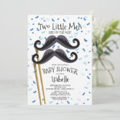 Modern Kleine Mannen Mustache Twins Baby shower Kaart (Staand voorkant)