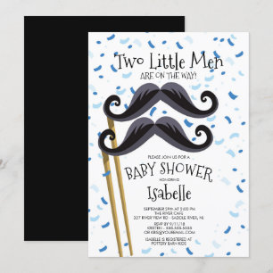 Modern Kleine Mannen Mustache Twins Baby shower Kaart