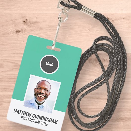 Modern Kleur Rond Logo Werknemersnaam Barcode Badge