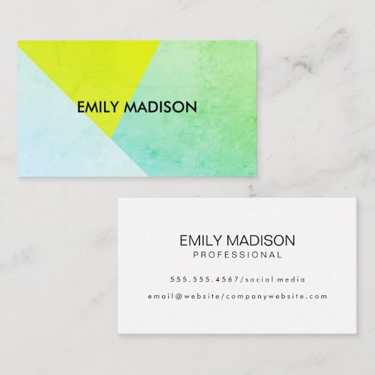 Modern / Kleurblok / Groen Visitekaartje (Voorkant / Achterkant)