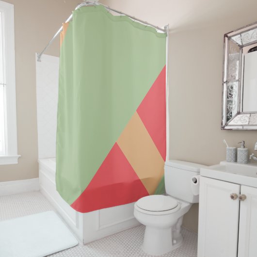 Modern kleurenblok 1 douchegordijn (In situ)