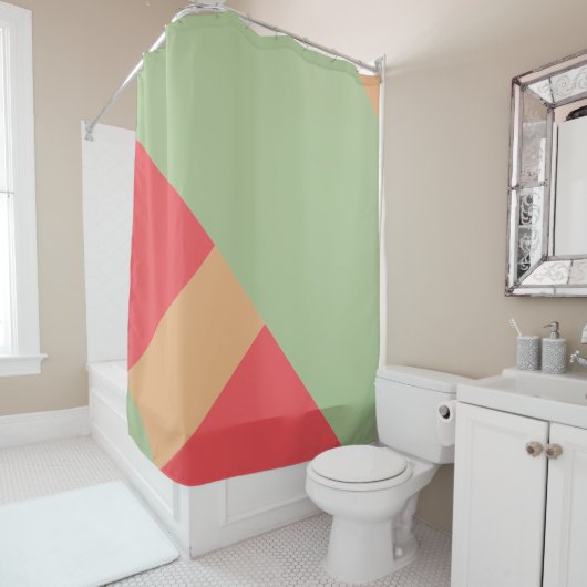 Modern kleurenblok 1 douchegordijn (In situ)