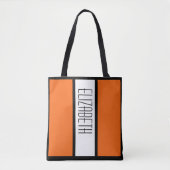 Modern kleurenblok - Aangepast monogram Oranje Tote Bag (Voorkant)