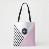 Modern kleurenblok en strepen met Monogram Tote Bag (Voorkant)