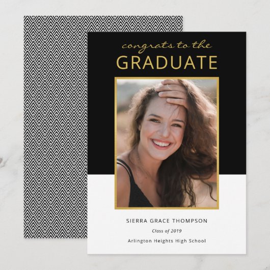 Modern kleurenblok Foto Afstuderen Aankondiging (Voorkant / Achterkant)