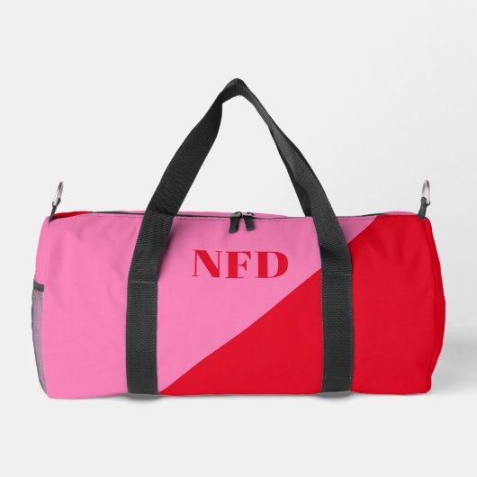 Modern Kleurenblok - Heet Roze & Vet Rood Monogram Plunjezak (Achterkant)