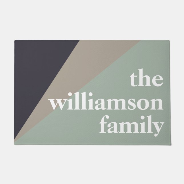 Modern kleurenblok in pagina en bruin, persoonlijk deurmat (Voorkant)