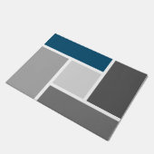 Modern kleurenblok Mozaïek Oceaan Blauw Grijs Wit Deurmat (Schuin)