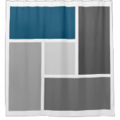 Modern kleurenblok Mozaïek Oceaan Blauw Grijs Wit Douchegordijn (Voorkant)
