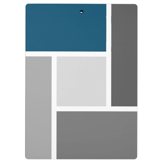 Modern kleurenblok Mozaïek Oceaan Blauw Grijs Wit Klembord (Achterkant)