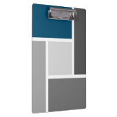 Modern kleurenblok Mozaïek Oceaan Blauw Grijs Wit Klembord (Rechts)