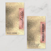 Modern kleurenblok | Roos goudfolie geometrisch Visitekaartje (Voorkant / Achterkant)