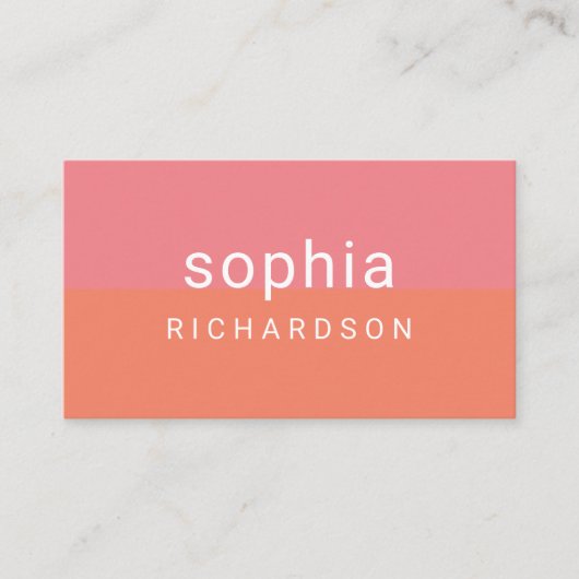 Modern kleurenblok | Roze en zacht Sinaasappel Visitekaartje (Voorkant)