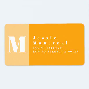 Modern kleurenblok Tangerine Oranje Return Address Etiket