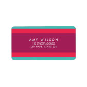 Modern kleurenblok turquoise roze Paarse adres Etiket (Voorkant)