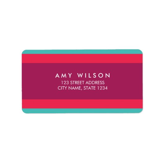 Modern kleurenblok turquoise roze Paarse adres Etiket (Voorkant)