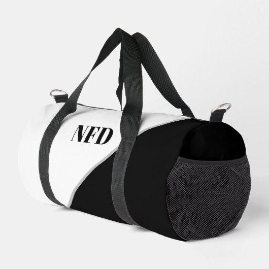 Modern kleurenblok - zwart-wit monogram plunjezak (Rechterhoek)