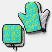 modern kleurig patroon ovenwant & pannenlap set (Voorkant / Achterkant)