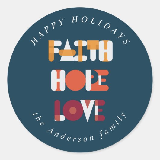 modern kleurig script prettige feestdagen monogram ronde sticker (Voorkant)