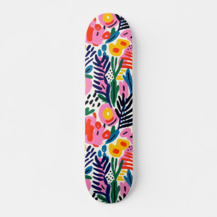 Modern Kleurrijk Abstract Bloemmotief Persoonlijk Skateboard