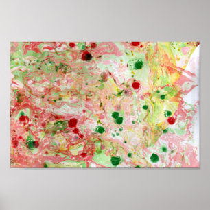 Modern kleurrijk Abstract Groen Roze Paars Rood Poster