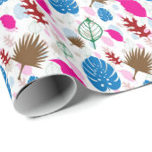 Modern Kleurrijk Blad Abstract Patroon Wit Cadeaupapier (Rol Hoek)