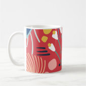 Modern Kleurrijk Bladerbloemmotief Rood Koffiemok (Links)