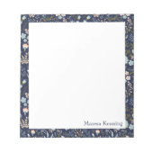 Modern kleurrijk blauw Floral Patroon op maat Notitieblok (Voorkant)