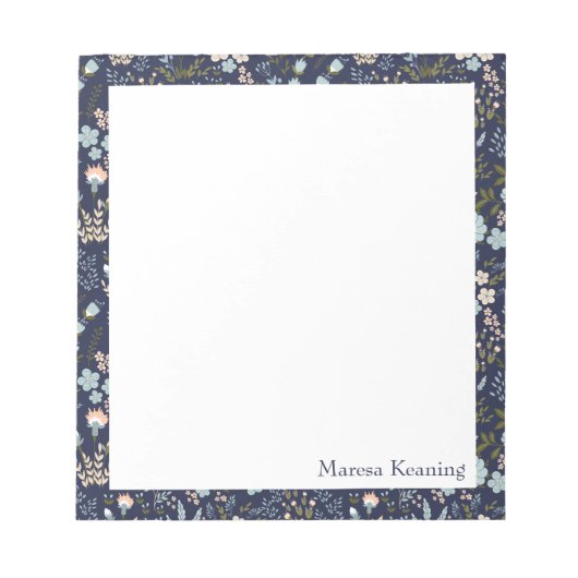 Modern kleurrijk blauw Floral Patroon op maat Notitieblok (Voorkant)