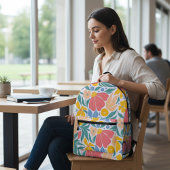 Modern Kleurrijk Bloemen Botanisch Patroon Bedrukte Rugzak