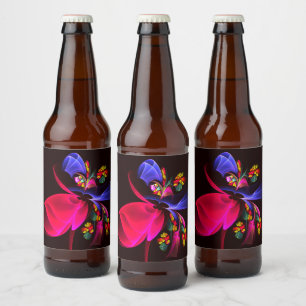 Modern kleurrijk bloemig Abstract kunstpatroon #06 Bier Etiket